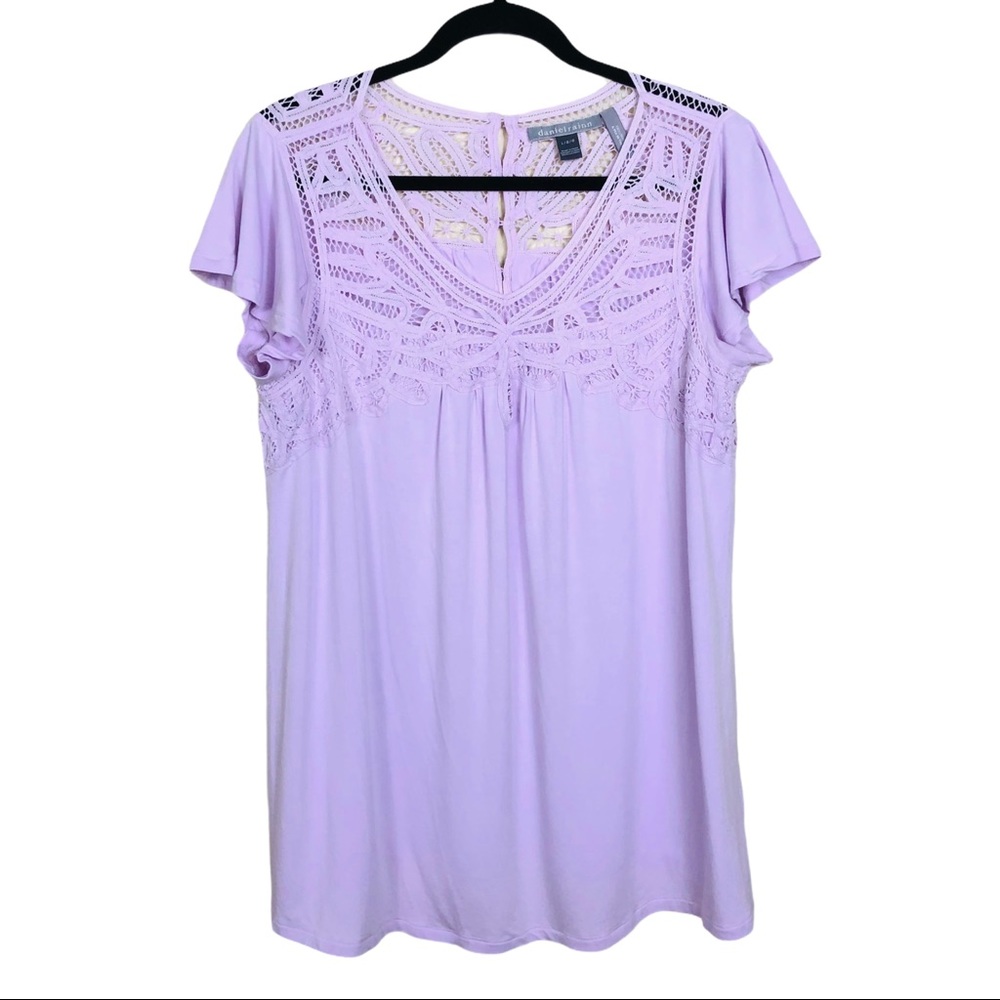 Daniel Rainn Crochet Short Sleeve Knit Top Size L